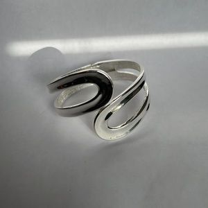 Minimalist Silver Tone Clamp Bangle